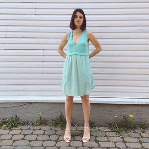 Wilfred Aritzia “Vignette” turquoise silk dress